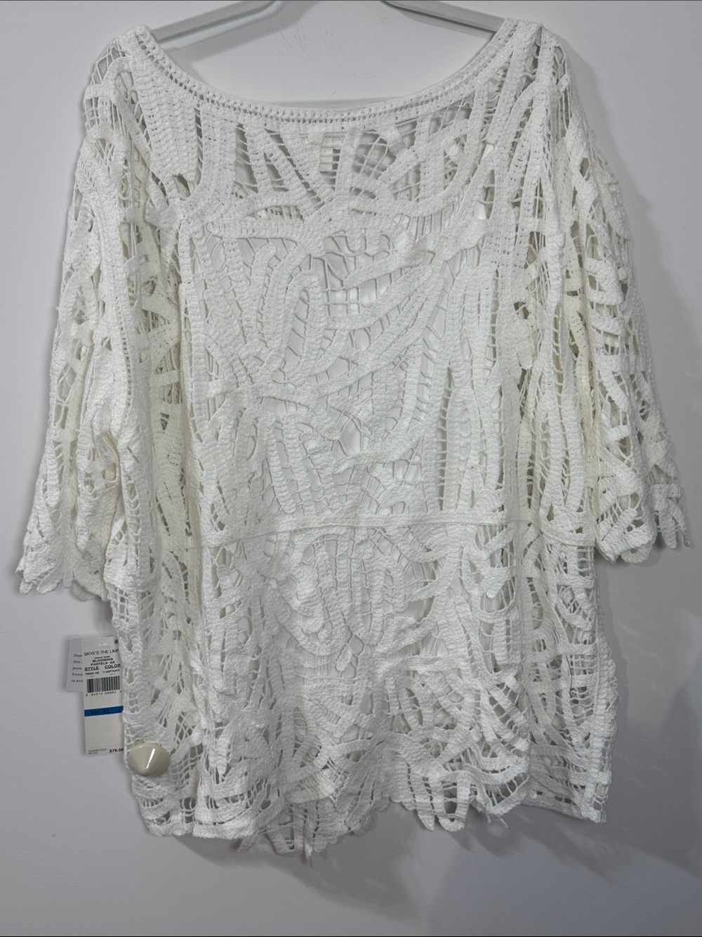 Skye's the Limit White Crochet Tunic Top w/ Cami - Size XL - Picture 2 of 10